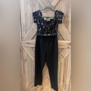 Eliza J Off the Shoulder Lace Petite Jumpsuit